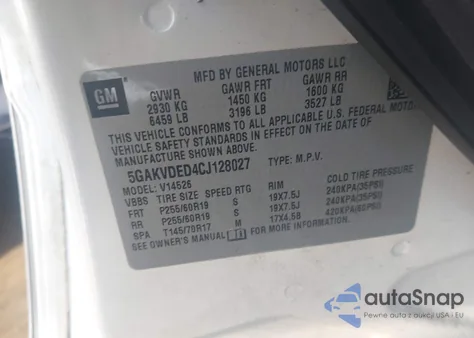 2012 Buick Enclave Premium z USA, uszkodzony, nr VIN 5GAKVDED4CJ128027